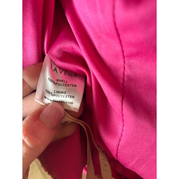 Lavetir One-Shoulder Split Side Long Sequin Dress Pink Size Medium 4-8 - Picture 7 of 14